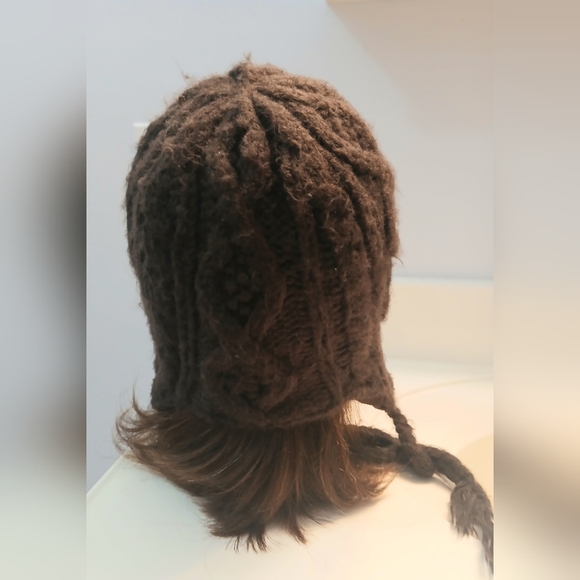 Burton Women's cable knit snowboarding toque winter beanie brown hat - Picture 4 of 7